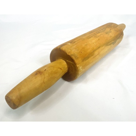 Primitive Vintage Rolling Pin One Piece Hand Made Farmhouse 16” Solid One Piece - Picture 2 of 6